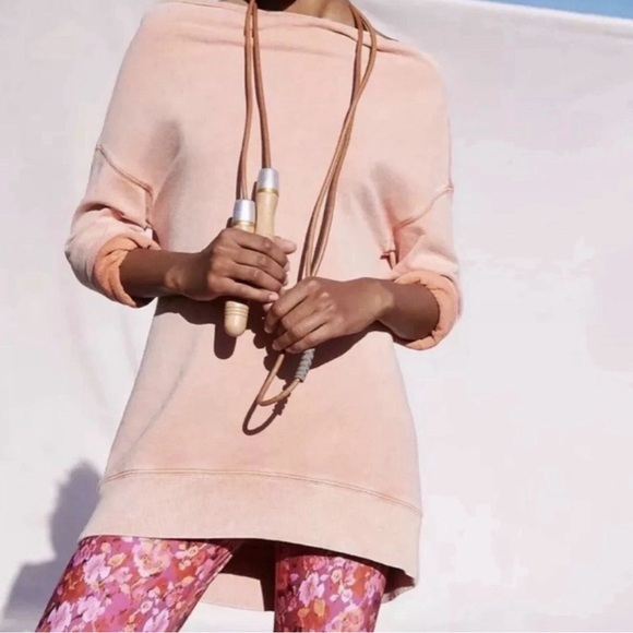 Pilcro & The Letterpress x Anthro Donna Boat Neck Coral Tunic Sweatshirt Medium - Picture 3 of 8